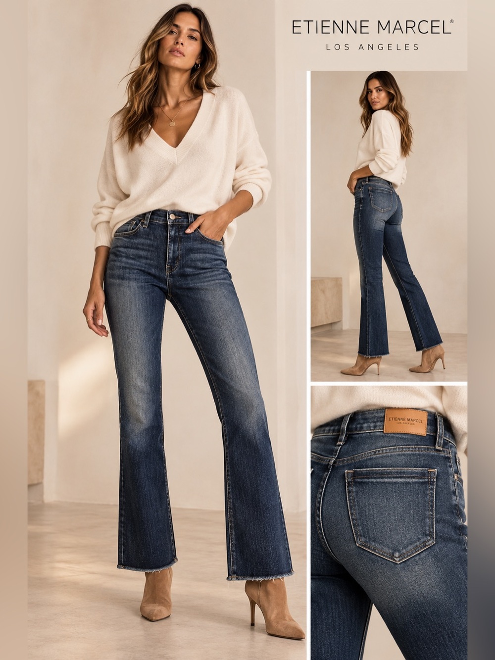 Etienne Marcel Los Angeles Dark Indigo Straight Leg Jeans 31 Designer Denim Luxe